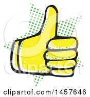 Clipart Of A Pop Art Styled Yellow Thumb Up Hand Over A Halftone Star Royalty Free Vector Illustration