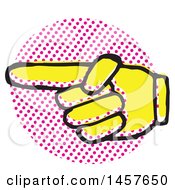 Poster, Art Print Of Pop Art Styled Yellow Pointing Hand Over A Halftone Circle