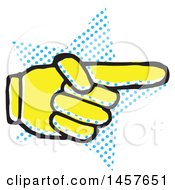 Poster, Art Print Of Pop Art Styled Yellow Pointing Hand Over A Halftone Star