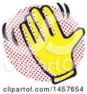 Poster, Art Print Of Pop Art Styled Yellow Waving Hand Over A Halftone Circle