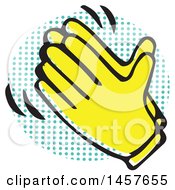 Poster, Art Print Of Pop Art Styled Yellow Clapping Hands Over A Halftone Circle