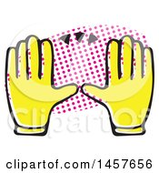 Poster, Art Print Of Pop Art Styled Yellow Hands Over A Halftone Oval