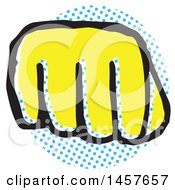 Poster, Art Print Of Pop Art Styled Yellow Fist Over A Halftone Circle