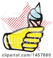 Poster, Art Print Of Pop Art Styled Yellow Hand Holding An Ice Cream Cone Over A Halftone Star