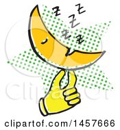 Clipart Of A Pop Art Styled Yellow Hand Holding A Sleeping Moon Over A Halftone Star Royalty Free Vector Illustration by Cherie Reve