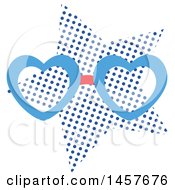 Poster, Art Print Of Pop Art Pair Of Heart Glasses Over A Halftone Oval