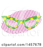 Clipart Of A Pop Art Pair Of Glasses Over A Halftone Oval Royalty Free Vector Illustration by Cherie Reve