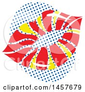 Clipart Of Pop Art Lips Over A Halftone Oval Royalty Free Vector Illustration
