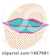 Clipart Of Pop Art Lips Over A Halftone Oval Royalty Free Vector Illustration