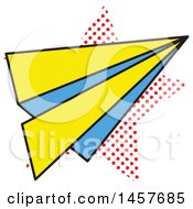 Pop Art Paper Plane Over A Halftone Star