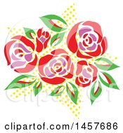 Poster, Art Print Of Pop Art Bouquet Of Roses Over A Halftone Star