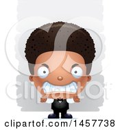 Clipart Of A 3d Mad Black Boy Waiter Over Strokes Royalty Free Vector Illustration