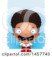 Clipart Of A 3d Happy Black Boy Super Hero Over Strokes Royalty Free Vector Illustration