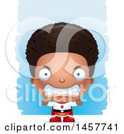 Clipart Of A 3d Mad Black Boy Super Hero Over Strokes Royalty Free Vector Illustration