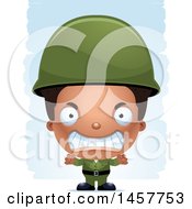 Clipart Of A 3d Mad Black Boy Army Soldier Over Strokes Army Soldier Over Strokes Royalty Free Vector Illustration