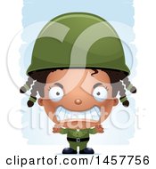 Poster, Art Print Of 3d Mad Black Girl Army Soldier Over Strokes