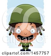 Poster, Art Print Of 3d Happy Black Girl Army Soldier Over Strokes