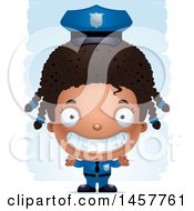Clipart Of A 3d Grinning Black Girl Police Officer Over Strokes Royalty Free Vector Illustration