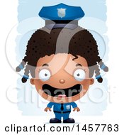 Clipart Of A 3d Happy Black Girl Police Officer Over Strokes Royalty Free Vector Illustration
