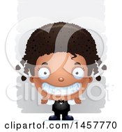 Clipart Of A 3d Grinning Black Girl Waiter Over Strokes Royalty Free Vector Illustration
