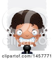 Clipart Of A 3d Mad Black Girl Waiter Over Strokes Royalty Free Vector Illustration