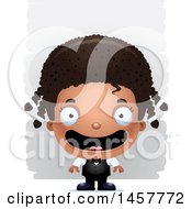 Clipart Of A 3d Happy Black Girl Waiter Over Strokes Royalty Free Vector Illustration