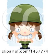 Poster, Art Print Of 3d Mad White Girl Army Soldier Over Strokes