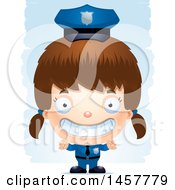 Clipart Of A 3d Grinning White Girl Police Officer Over Strokes Royalty Free Vector Illustration