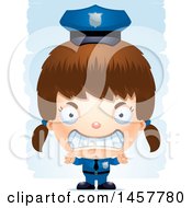 Poster, Art Print Of 3d Mad White Girl Police Officer Over Strokes