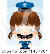 Poster, Art Print Of 3d Happy White Girl Police Officer Over Strokes