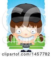 Clipart Of A 3d Grinning White Girl Referee Over Strokes Royalty Free Vector Illustration