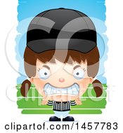 Clipart Of A 3d Mad White Girl Referee Over Strokes Royalty Free Vector Illustration
