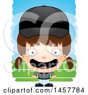 Clipart Of A 3d Happy White Girl Referee Over Strokes Royalty Free Vector Illustration