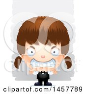 Clipart Of A 3d Mad White Girl Waiter Over Strokes Royalty Free Vector Illustration