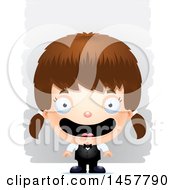 Clipart Of A 3d Happy White Girl Waiter Over Strokes Royalty Free Vector Illustration
