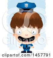 Poster, Art Print Of 3d Happy White Boy Police Officer Over Strokes