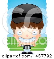 Clipart Of A 3d Grinning White Boy Referee Over Strokes Royalty Free Vector Illustration