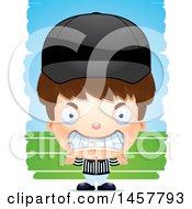 Clipart Of A 3d Mad White Boy Referee Over Strokes Royalty Free Vector Illustration