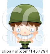 Poster, Art Print Of 3d Grinning White Boy Army Soldier Over Strokes
