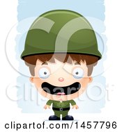 Poster, Art Print Of 3d Happy White Boy Army Soldier Over Strokes