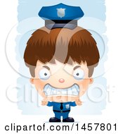 Poster, Art Print Of 3d Mad White Boy Police Officer Over Strokes