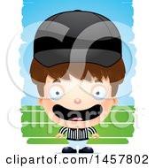 Clipart Of A 3d Happy White Boy Referee Over Strokes Royalty Free Vector Illustration