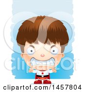 Clipart Of A 3d Mad White Boy Super Hero Over Strokes Royalty Free Vector Illustration