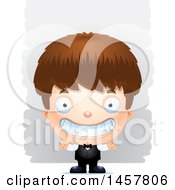 Clipart Of A 3d Grinning White Boy Waiter Over Strokes Royalty Free Vector Illustration
