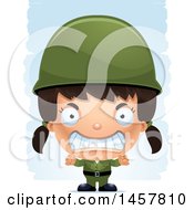 Poster, Art Print Of 3d Mad Hispanic Girl Army Soldier Over Strokes