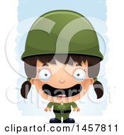 Poster, Art Print Of 3d Happy Hispanic Girl Army Soldier Over Strokes