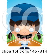 Poster, Art Print Of 3d Happy Hispanic Girl Baseball Player Over Strokes