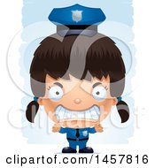Poster, Art Print Of 3d Mad Hispanic Girl Police Officer Over Strokes