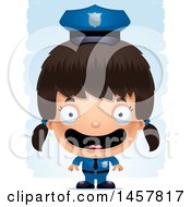 Poster, Art Print Of 3d Happy Hispanic Girl Police Officer Over Strokes