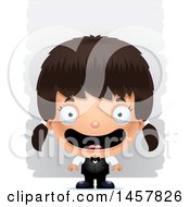 Clipart Of A 3d Happy Hispanic Girl Waiter Over Strokes Royalty Free Vector Illustration